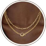 CHESKY Layered Necklaces for Women, 14K Gold Plated Chain Necklace Women Trendy Cuban Link Paperclip Chain Toggle Clasp Necklace Fashion Chunky Jewelry for Women