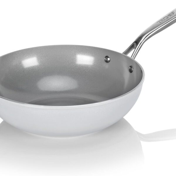 TECHEF - CeraTerra 12" Ceramic Nonstick Flat Bottom Wok/Stir-Fry Pan - PFOA, PTFE, PFAS Free, Dishwasher and Oven Safe, Made in Korea (12-in)