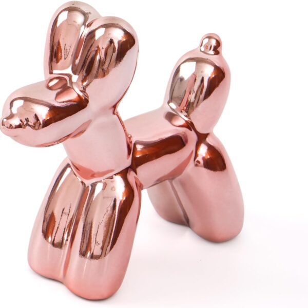 Notakia Cute Ceramics Pink Balloon Dog Statue Crafts Living Room Desktop Decorations,Handmade Modern Small Ceramic Animal Statue Ornament Home Decor Accents (Pink Balloon Dog)