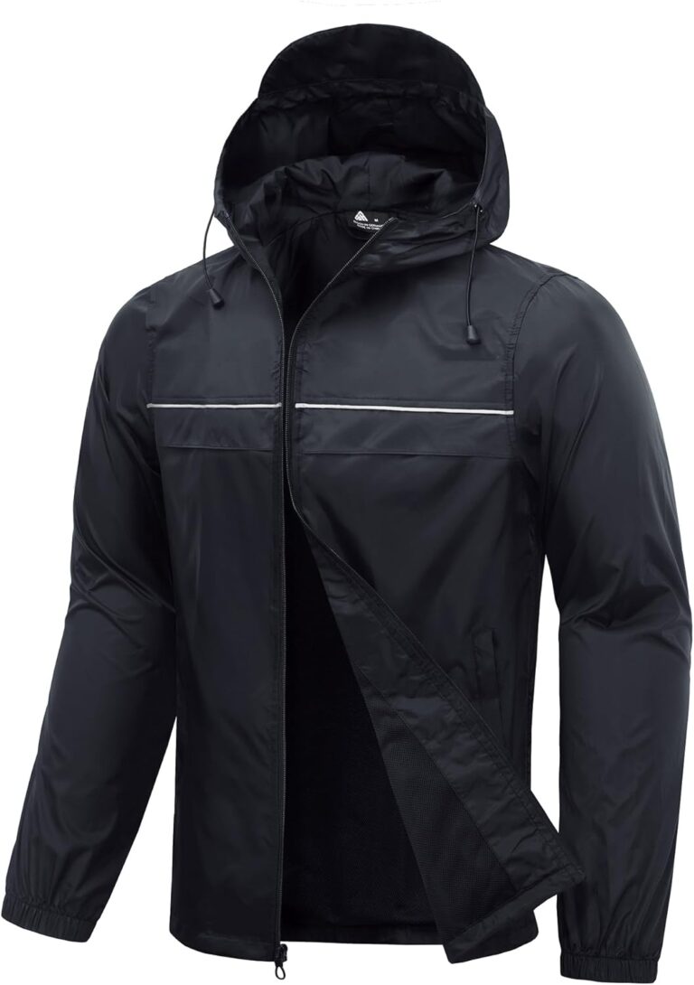 SWISSWELL Mens Rain Jacket & Coats Packable Lightweight Waterproof Windbreaker Hooded for Golf Cycling Hiking