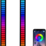 RGB Sound-Activated Music Rhythm Car Ambient Light - Gaming or Party Atmosphere LED Strip with Sound-Sensitive Pulsing, Rechargeable Battery, Soft RGB Lighting, Type-C Charging2packs (2505-A)