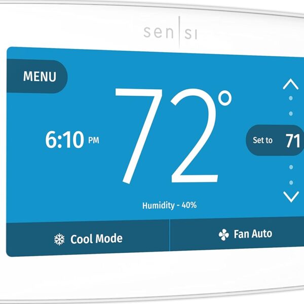 EMERSON Sensi Touch Wi-Fi Smart Thermostat with Touchscreen Color Display, Works with Alexa, Energy Star Certified, C-wire Required, ST75W , White