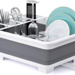 THANSTAR Collapsible Dish Drying Rack Portable Dinnerware Drainer Organizer for Kitchen RV Campers Travel Trailer Space Saving Kitchen Storage Tray