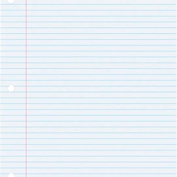 School Smart 3-Hole Punched Filler Paper w/Red Margin, 8-1/2 x 11 Inches, College Ruled, 200 Sheets, White