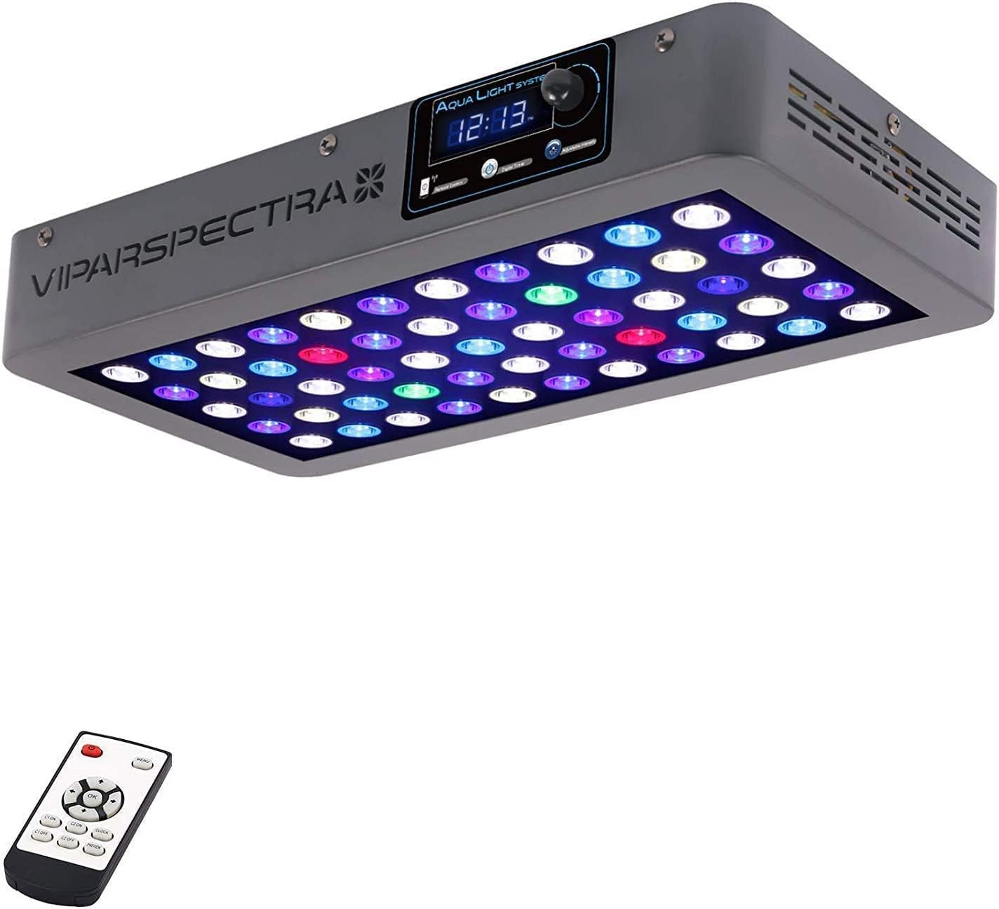 VIPARSPECTRA 165W LED Aquarium Light Dimmable Full Spectrum LED Reef Lights for Coral Saltwater Fish Tank, Remote/Timer Control, Programmable Auto On/Off, Blue/White Dual Channel Brightness 0-100% VIPARSPECTRA 165W LED Aquarium Light Dimmable Full Spectrum LED Reef Lights for Coral Saltwater Fish Tank, Remote/Timer Control, Programmable Auto On/Off, Blue/White Dual Channel Brightness 0-100%