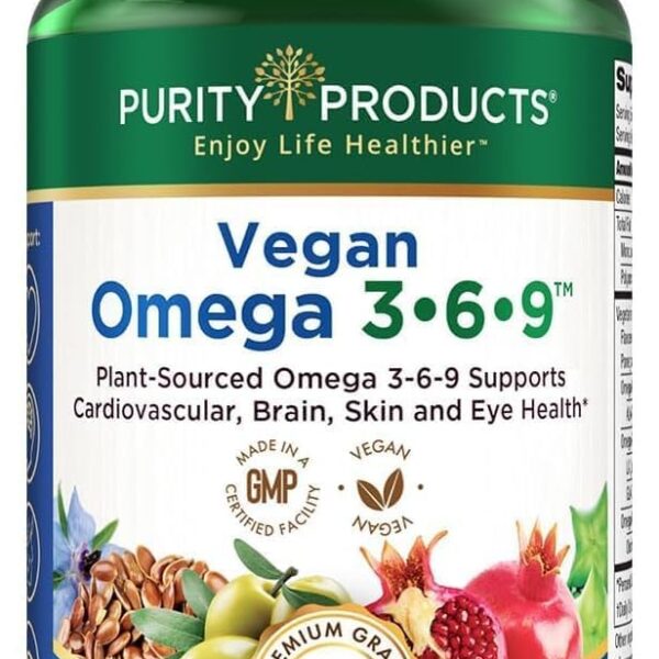 Purity Products Omega 3-6-9 Vegan and Vegetarian Formula - 5 in 1 Essential Fatty Acid Complex - Scientifically Formulated Plant-Based Omega 3 6 9 Essential Fatty Acids (EFA) - from (60)
