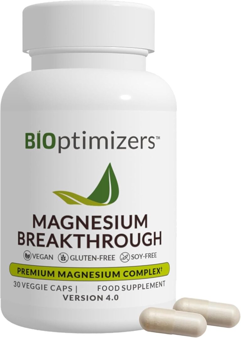 BIOptimizers Magnesium Breakthrough Supplement with 500mg - 7 Forms of Magnesium: Glycinate, Malate, Citrate, and More - Natural Support for Sleep and Cognitive Function -30 Capsules- Calming Vitamins