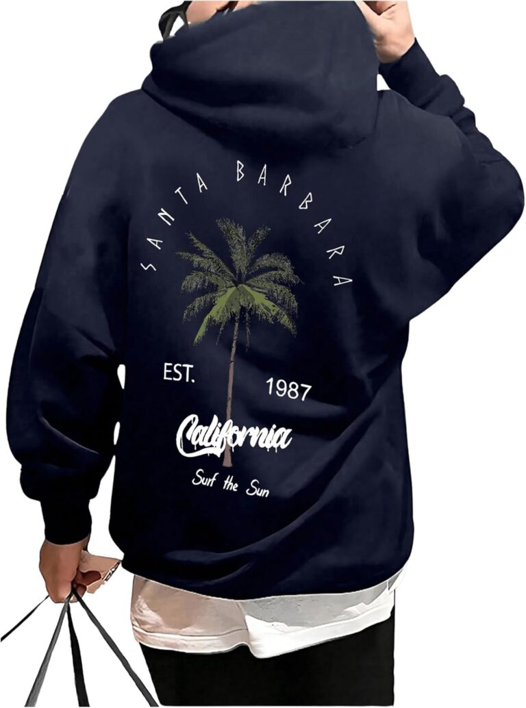 SOLY HUX Hoodies for Men Graphic Letter Print Oversized Sweatshirt Drop Shoulder Long Sleeve Pullover Tops