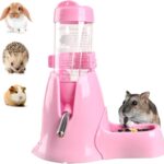 Shudyear 3 in 1 Pet Automatic Water Dispenser PP Water Bottle No Drip Small Pet Water Bottle for Dwarf Hamster Mouse Rat Hedgehog (Pink)