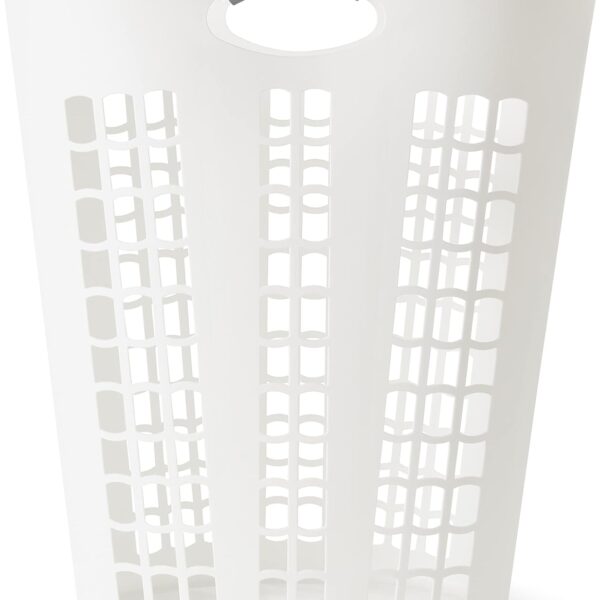 Gracious Living Laundry Basket, Easy Carry Flex Collapsible Hamper, 87.5 Liters, White - Large Plastic Clothes Storage Organizer for Home, Bathroom, and Bedroom