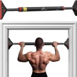 Pull Up Bar for Doorway: Sportneer Strength Training Pull-up Bars without Screw - Adjustable Width Locking Mechanism Chin Up Bar, Thickened Steel Max Limit 440 lbs Upper Body Fitness Pullup Bars for Home (Black-Red)