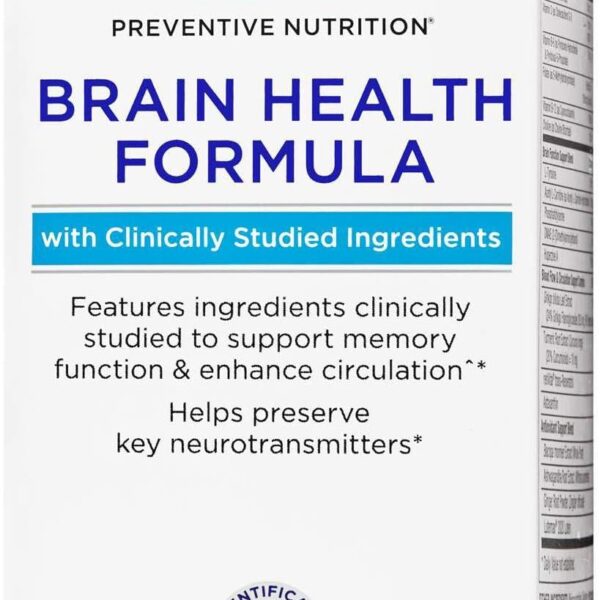 GNC Preventive Nutrition Brain Health Formula, 60 Caplets, Supports Memory Function and Enhances Circulation