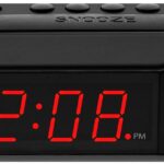 Sharp Easy-Set Digital Alarm Clock for Bedroom  Large Red LED Display, Ascending Loud Alarm for Heavy Sleepers, Dual Alarm Weekday/Weekend, Simple Operation, Snooze & Dimmer Control, Battery Backup