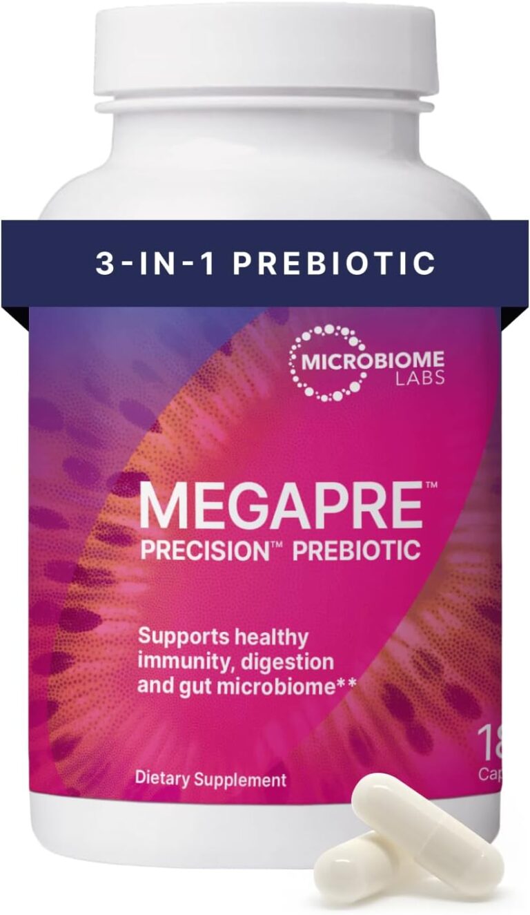 Microbiome Labs MegaPre Prebiotic Fiber Supplement in Vegetable Capsules - Prebiotic Supplement with Clinically Tested Oligosaccharides - Support Microbial Diversity & Gut Health (180 Capsules)