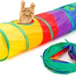 Cat Tunnel for Indoor Cats Interactive, Rabbit Tunnel Toys, Pet Toys Play Tunnels for Cats Kittens Rabbits Puppies Crinkle Pop Up Rainbow 45"