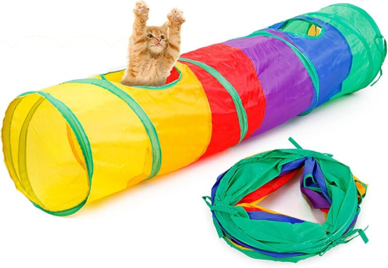 Cat Tunnel for Indoor Cats Interactive, Rabbit Tunnel Toys, Pet Toys Play Tunnels for Cats Kittens Rabbits Puppies Crinkle Pop Up Rainbow 45"