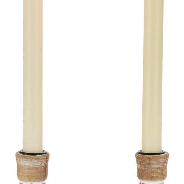 Wooden Taper Candle Holders: Wood Candlestick Holders Rustic Farmhouse Fall Decor for Living Room Dinning Table Centerpiece Christmas Set of 2