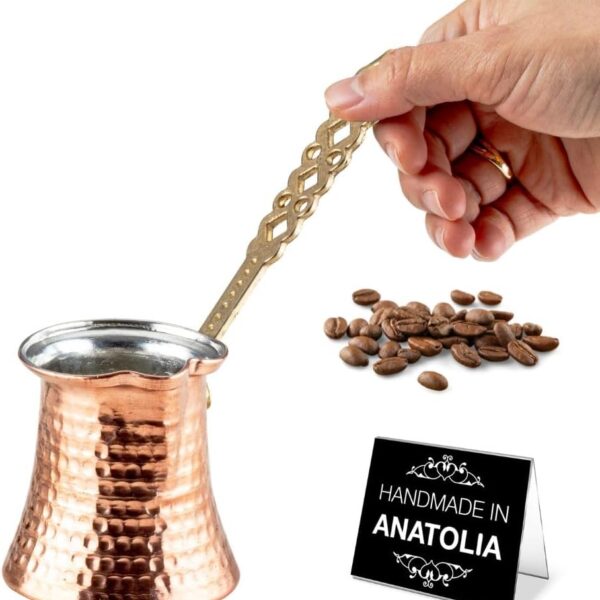 Hakan Turkish Coffee Pot | Stove Top Water Boiler, Coffee Maker, Butter, Chocolate & Milk Warmer | Even and Quick Heat with Handcrafted Copper Material | Coffee Gifts Idea, 5 Oz (150 cc)