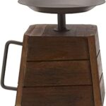 Elements 5.31x4.33x5.31 Inch Wood and Metal Handled Pillar Holder