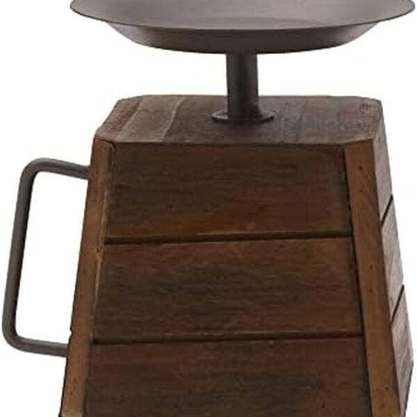 Elements 5.31x4.33x5.31 Inch Wood and Metal Handled Pillar Holder