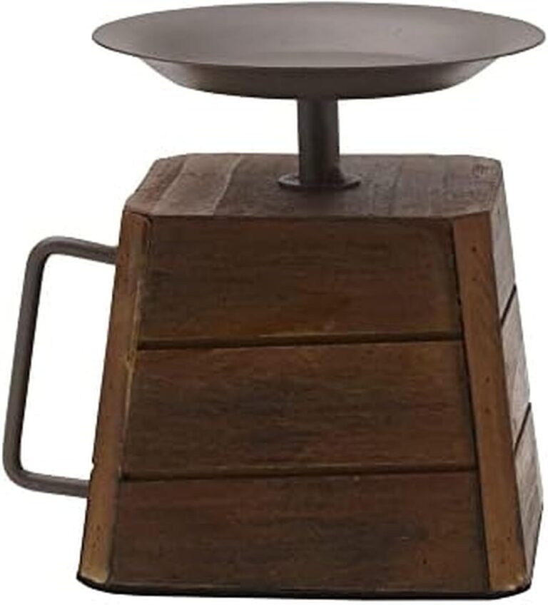 Elements 5.31x4.33x5.31 Inch Wood and Metal Handled Pillar Holder