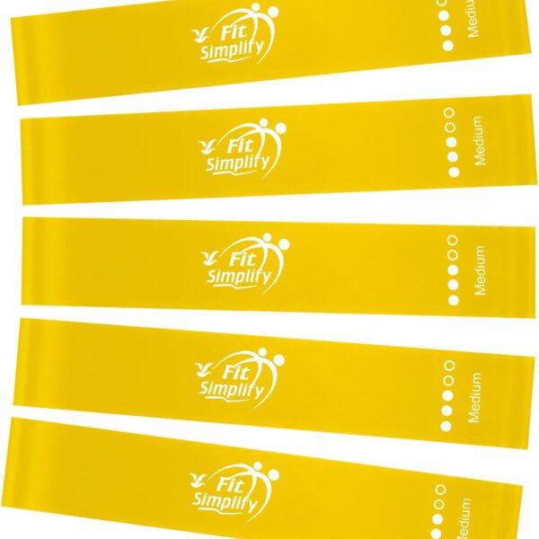 Fit Simplify Resistance Loop Exercise Fitness Bands with Instruction Guide and Carry Bag, Set of 5