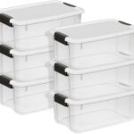 Sterilite 6-Pack Ultra Latching Box, Storage Bins with Lids, Clear Plastic, 18 Quart - Heavy-Duty Organizing Containers for Closet, Bathroom, and Office