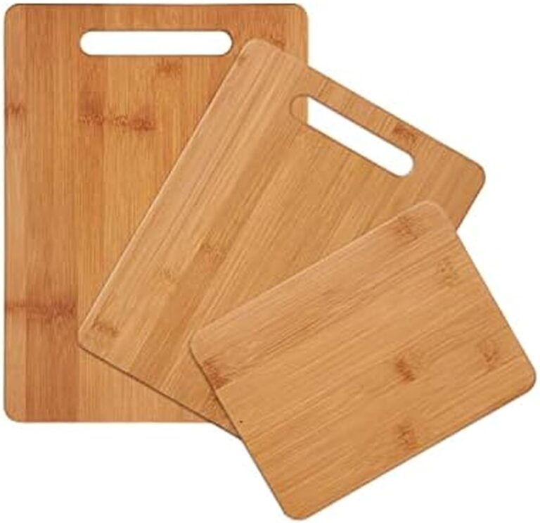 Farberware 3-Piece Wood Cutting Board Set, Reversible Chopping Boards for Meal Prep and Serving, Charcuterie Boards, Wooden Cutting Boards with Built-in Handles, Set of 3 Assorted Sizes, Bamboo