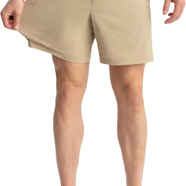 birddogs Mens Khaki Shorts Casual, Slim Fit, Stretch Shorts with Built-in Liner for Comfort Regular Length, 7 Inseam