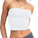 Trendy Queen Womens Tube Tops Strapless Crop Tops Basic Backless Sleeveless Going Out 2026 Spring Outfits Summer Clothes