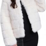 QUENTY PIELIES Faux Fur Coat Womens Jacket Winter Long Sleeve Overcoat Warm