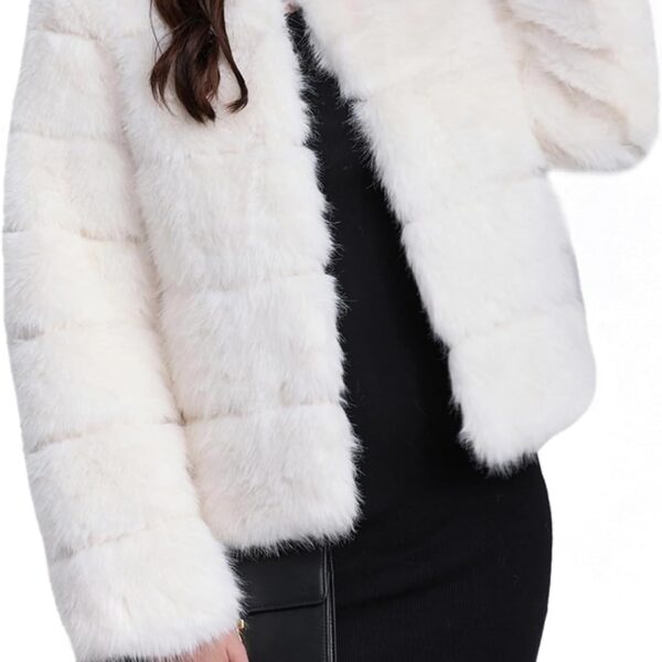 QUENTY PIELIES Faux Fur Coat Womens Jacket Winter Long Sleeve Overcoat Warm