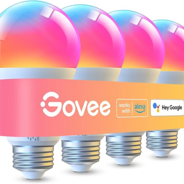 Govee LED Smart Light Bulbs, 1000LM Color Changing Light Bulb, Wi-Fi & Bluetooth Light Bulbs, Work with Alexa and Google Assistant, Dimmable RGBWW A19 75W Equivalent Smart Bulbs, 4 Pack