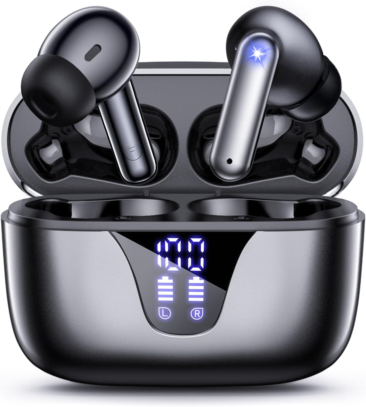 ZIUTY Wireless Earbuds, 2025 Bluetooth Headphones, 50hrs Stereo Deep Bass Ear Buds with Power Display Charging Case, buit in Mic, IPX5 Waterproof Headset for for iPhone Andriod Phones - Space Grey ZIUTY Wireless Earbuds, 2025 Bluetooth Headphones, 50hrs Stereo Deep Bass Ear Buds with Power Display Charging Case, buit in Mic, IPX5 Waterproof Headset for for iPhone Andriod Phones - Space Grey