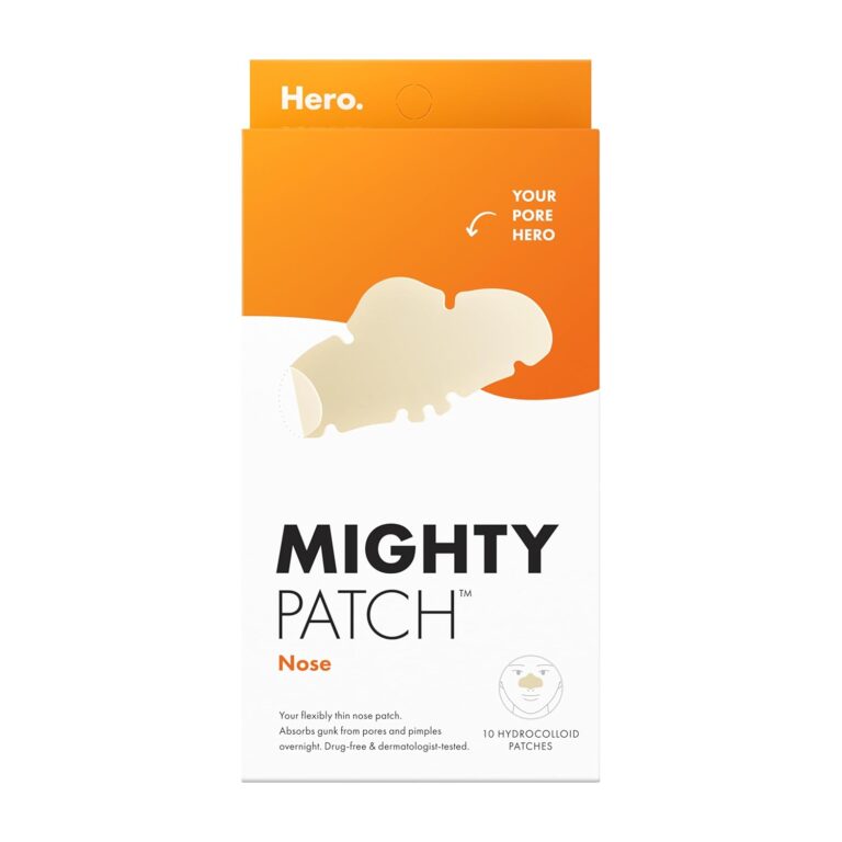 Mighty Patch Nose Pimple Patches, Large Hydrocolloid Pore Strips, Dermatologist Approved, Overnight, Pimple Stickers from Hero Cosmetics, 10 count