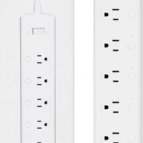 Amazon Basics Smart Plug Power Strip with 6 Individually Controlled Outlets and 3 USB Ports (2 USB-A and 1 USB-C), WiFi, Works with Alexa Only, 2.4 GHz, No Hub Required, White