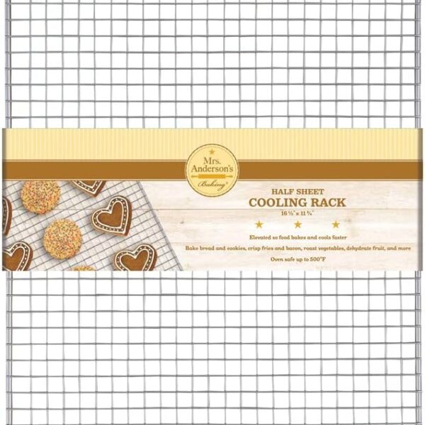 Mrs. Anderson's Baking Professional Cooling Rack, Heavy Duty Steel, Fits Half Sheet Pans, 16.5 x 11.875 x 0.625-Inches