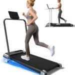Walking Pad Treadmill with Handle Bar and Adjustable Incline, Compact Portable Treadmills for Home Office, 2.5HP Quiet Anti-Slip Under Desk Treadmills, 0.6-3.8 MPH Remote Speed Control, 265 LBS