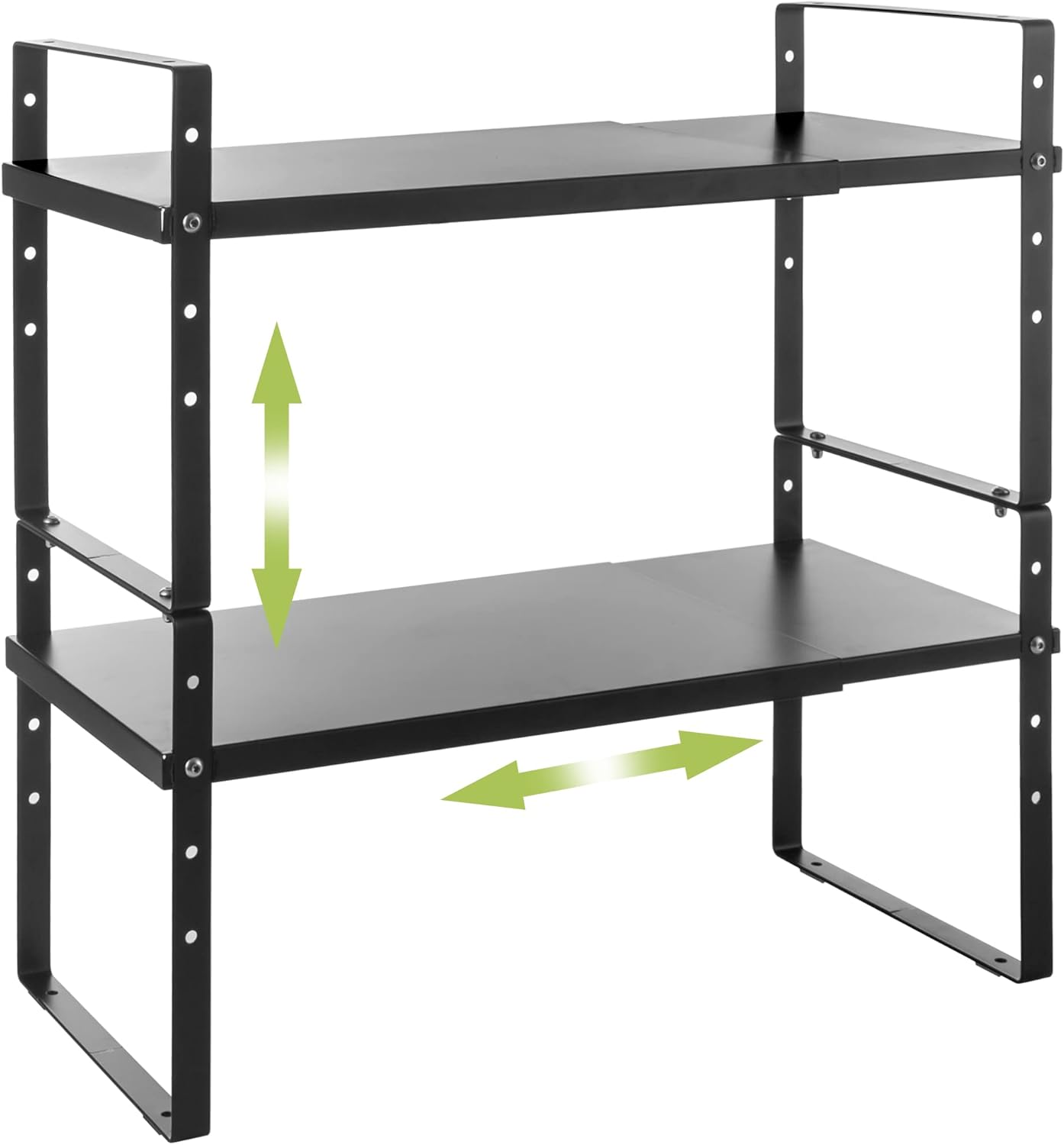 Expandable Cabinet Shelf Organizer Rack, Stackable Kitchen Countertop Organizer Storage Shelves, Adjustable Height Pantry Counter Shelf Riser Spice Rack (Black, 2 Pack) Expandable Cabinet Shelf Organizer Rack, Stackable Kitchen Countertop Organizer Storage Shelves, Adjustable Height Pantry Counter Shelf Riser Spice Rack (Black, 2 Pack)
