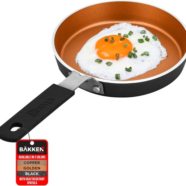 Bakken-Swiss 2-Piece Mini Nonstick Egg Pan & Omelet Pan  Egg Pan [5.5''] with Copper Non-Stick, Skillet  Eco-Friendly for Eggs Pancakes, for All Stoves - Non Toxic, Dishwasher Safe