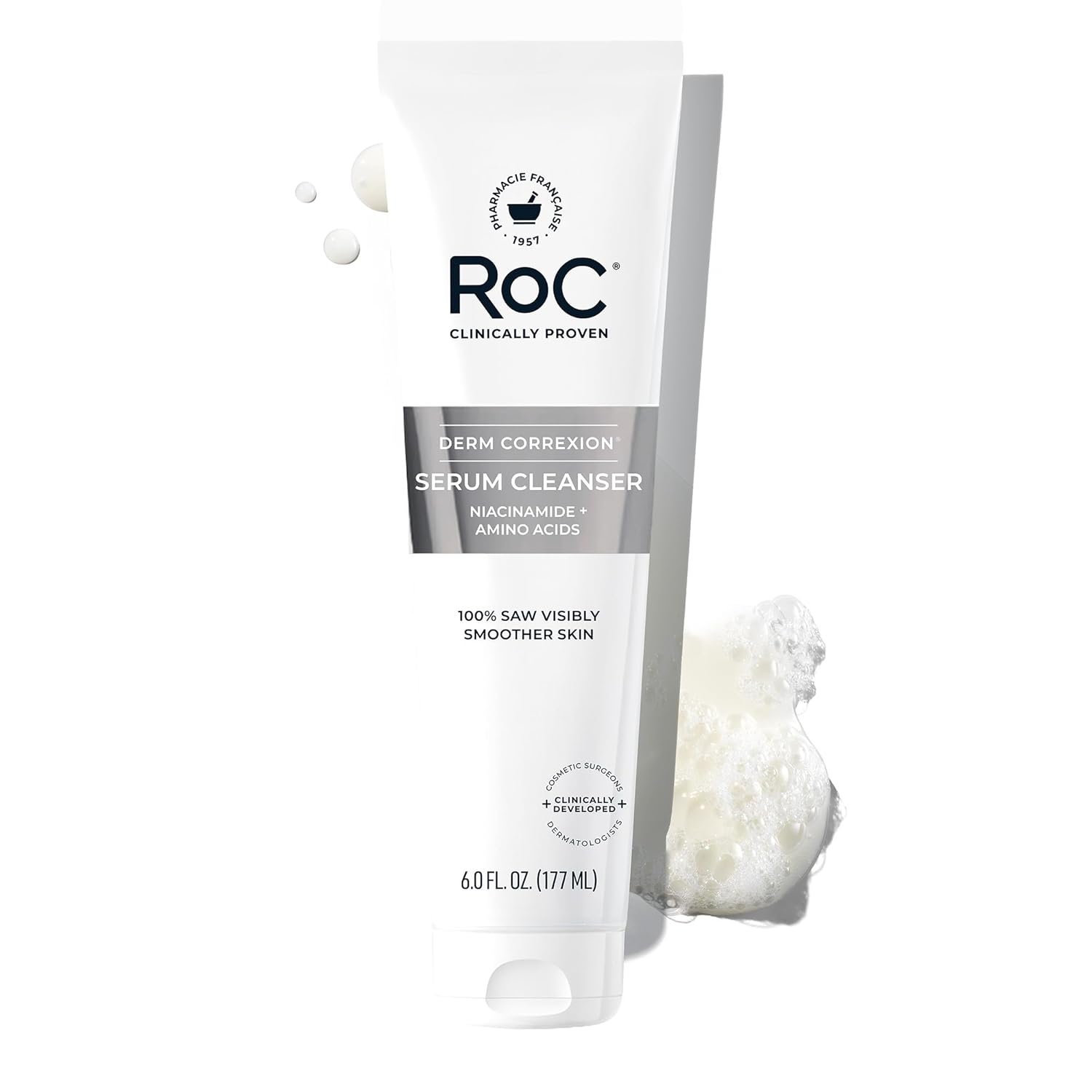RoC Retinol Correxion Deep Wrinkle Serum Facial Cleanser with Niacinamide for Anti-Aging & Fine Lines, Makeup Remover, Ophthalmologist Tested Skin Care, 6 oz RoC Retinol Correxion Deep Wrinkle Serum Facial Cleanser with Niacinamide for Anti-Aging & Fine Lines, Makeup Remover, Ophthalmologist Tested Skin Care, 6 oz