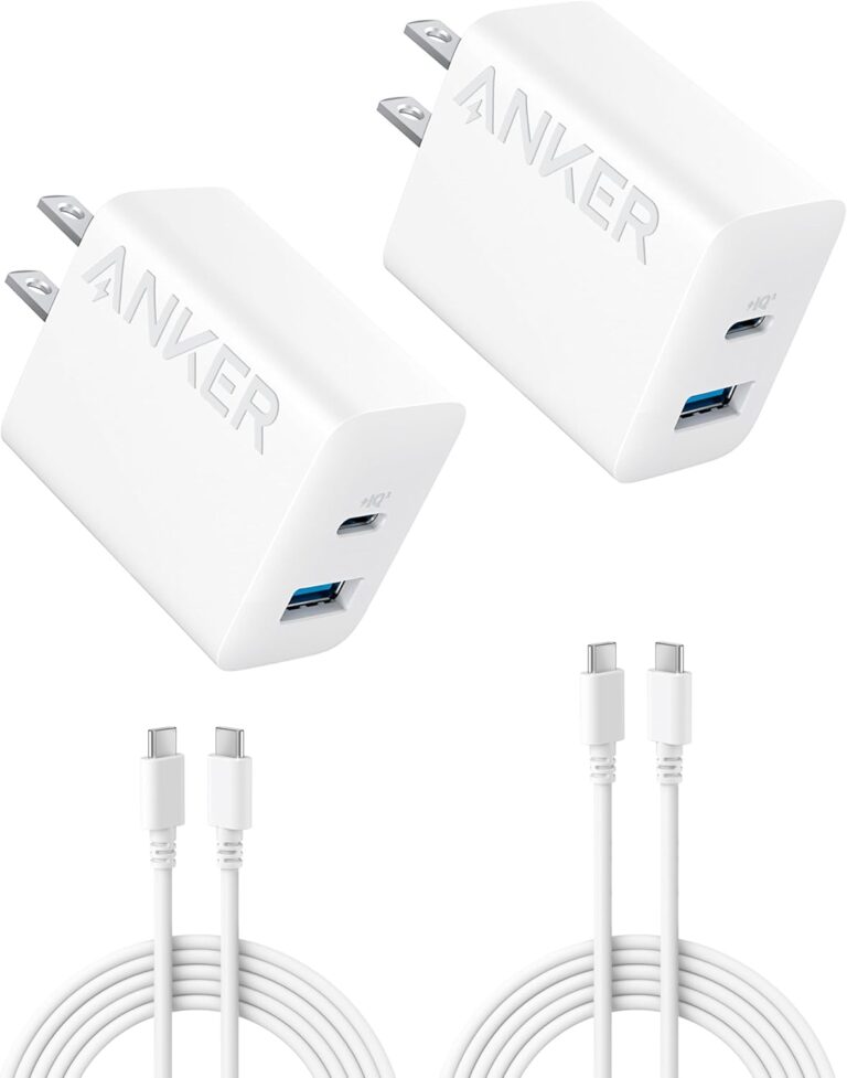 Anker iPhone 17/16 Charger, 2-Pack 20W Fast USB C Charger Block, for iPhone 17/16/16 Pro Max/15 Series/iPad Pro and More (2 Pack & 2 Cable) (White)