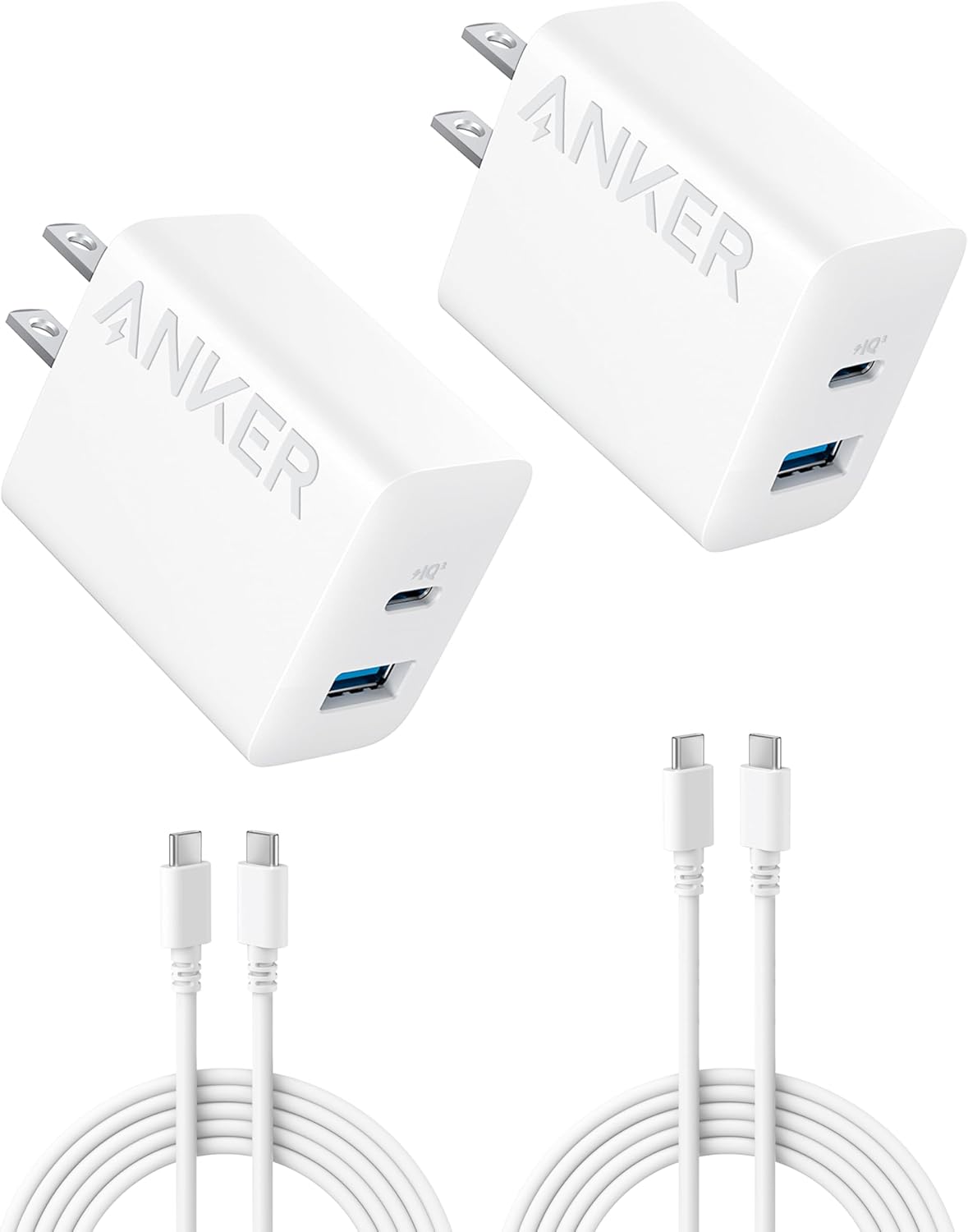 Anker iPhone 17/16 Charger, 2-Pack 20W Fast USB C Charger Block, for iPhone 17/16/16 Pro Max/15 Series/iPad Pro and More (2 Pack & 2 Cable) (White) Anker iPhone 17/16 Charger, 2-Pack 20W Fast USB C Charger Block, for iPhone 17/16/16 Pro Max/15 Series/iPad Pro and More (2 Pack & 2 Cable) (White)
