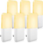 MAZ-TEK Plug in Night Light, Warm White LED Nightlights with Smart Dusk to Dawn Sensor for Kids, Nursery, Ideal for Bedroom, Bathroom,Hallway, Stairs, Kitchen, 6 Pack