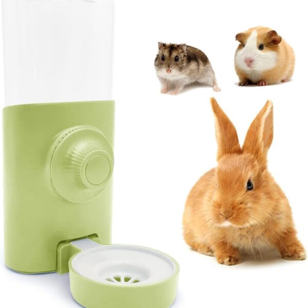 Rabbit Water Bottle, 600ml/21oz Hanging Water Dispenser Feeder Cage Crate Hutch Bunny Puppy Cat Chinchilla Ferret Guinea Pigs Squirrel Hedgehog (Green)
