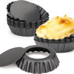 12 pcs Egg Tart Molds, 3" Mini Tart Pans Removable Bottom, Cupcake Cake Muffin Mold Tin Pan Baking Tool, Reusable Quiche Bakeware Carbon Steel for Pies, Quiche, Cheese Cakes, Desserts