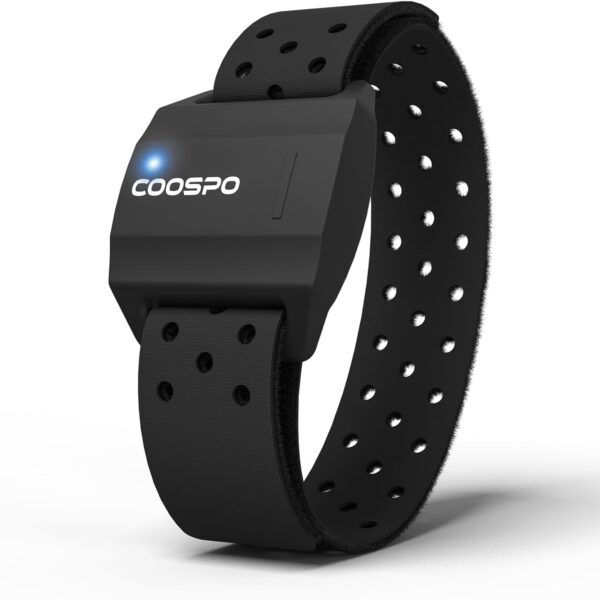 COOSPO Armband Heart Rate Monitor, Bluetooth ANT+ HR Optical Sensor for Sport, Rechargeable Dual Band IP67 HRM, Compatible with Peloton,Wahoo,Polar Beat,Strava,DDP Yoga
