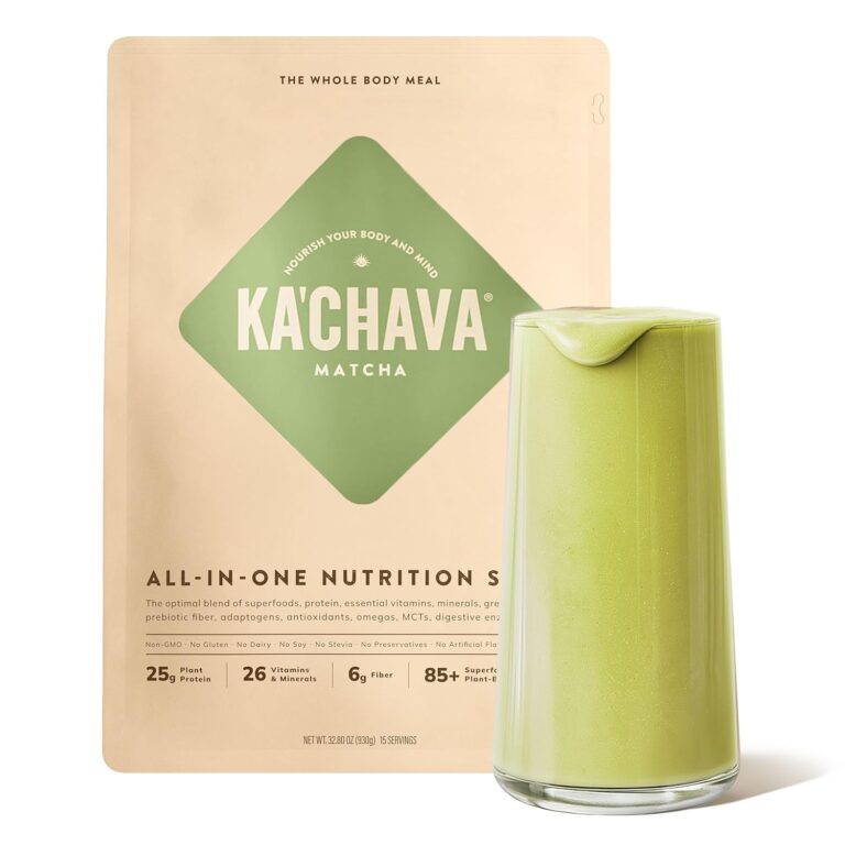 KaChava Whole Body Meal Shake Matcha 2 lb  Vegan Protein Powder with 85+ Superfoods & Greens  Plant-Based Meal Replacement with Probiotics & Digestive Enzymes  Gluten & Dairy Free (15 Servings)