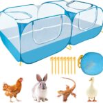 SlowTon Small Animals Playpen - Portable Chicken Coop Run Large Chick Brooder 73"x36"x25" with Detachable Bottom, Pop Up Pet Enclosure Cat Tent for Guinea Pig Bunny Puppy Indoor Outdoor (Flat Top)