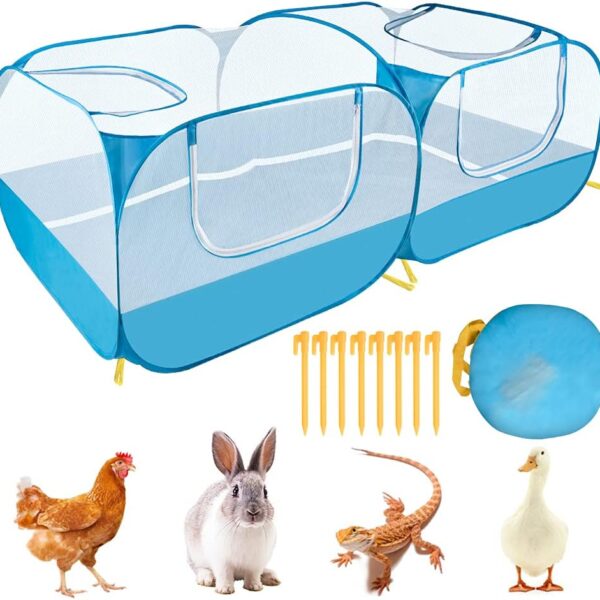 SlowTon Small Animals Playpen - Portable Chicken Coop Run Large Chick Brooder 73"x36"x25" with Detachable Bottom, Pop Up Pet Enclosure Cat Tent for Guinea Pig Bunny Puppy Indoor Outdoor (Flat Top)